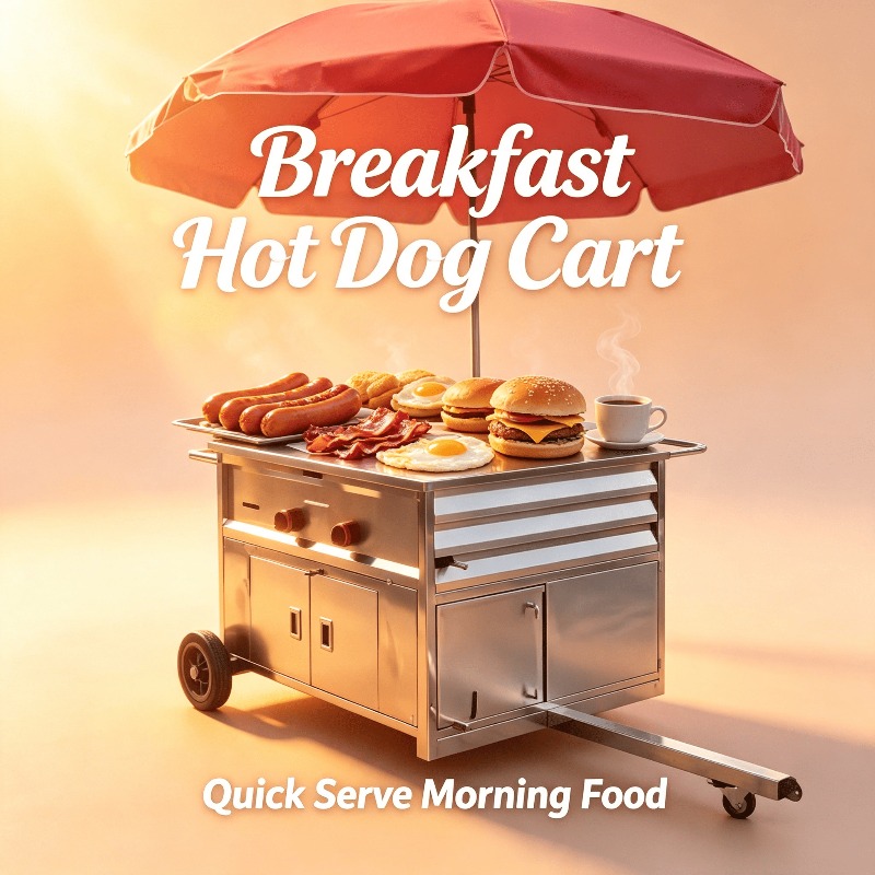 Snacks Food Stall - Compact Mobile Snack Food Cart Wheeled