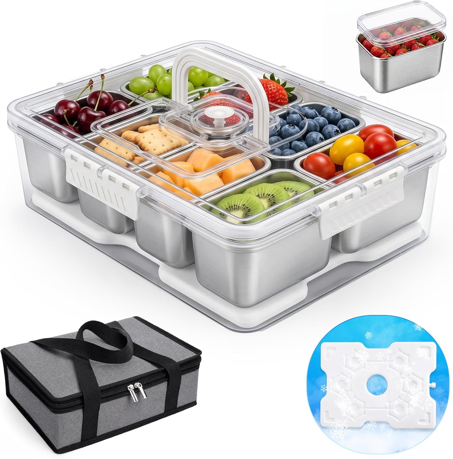 Food And Snacks For Picnic - Snackle Box Container with Ice-Pack, Snack