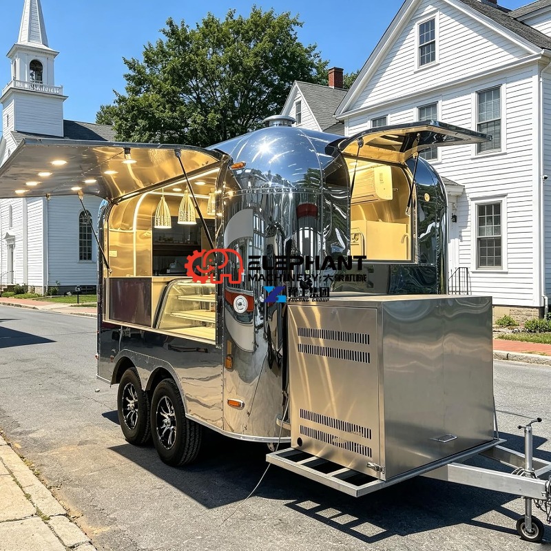 Food Snacks Catering - Mirror Food Trailer for Pizza, Mobile