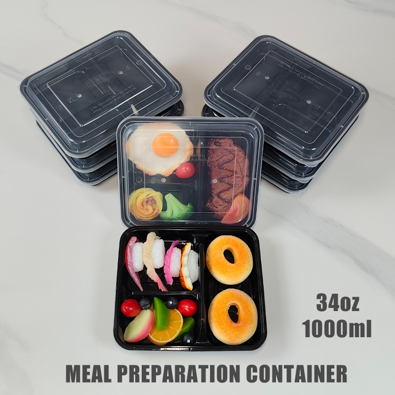 Food And Snacks For Picnic - 3-Compartment 34 Oz/1000 Ml, 12/35 Pieces,