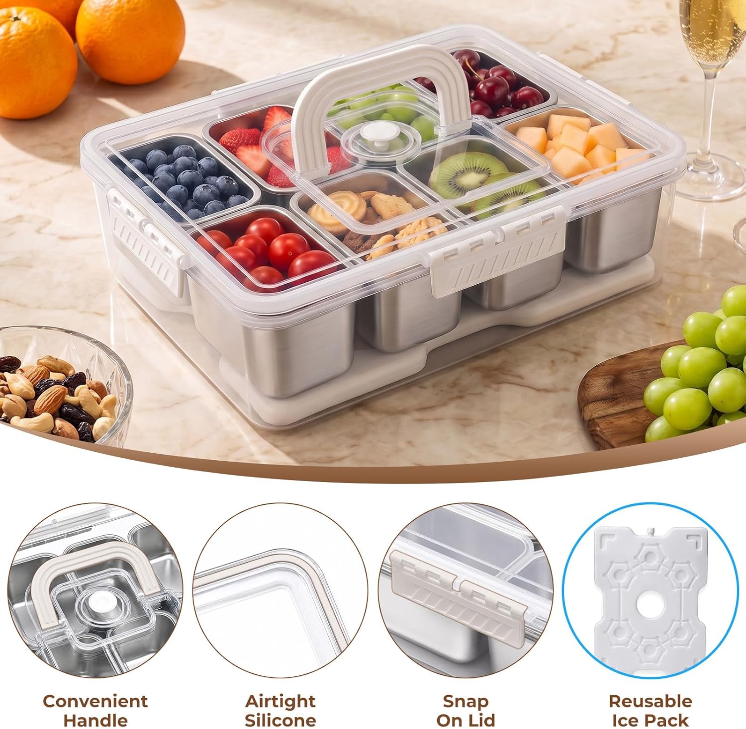 Snackle Box Container with Ice - огляд і ціна Food And Snacks For Picnic