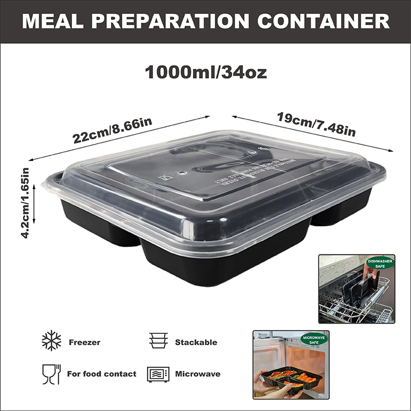 3-Compartment 34 Oz/1000 Ml, 1 - огляд і ціна Food And Snacks For Picnic